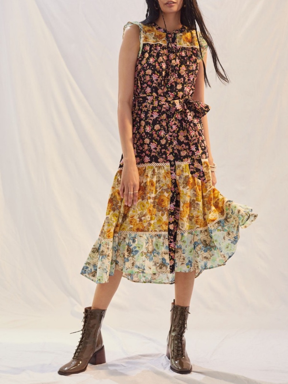 By Anthropologie Ruffled Tiered Boho Romantic
Coquette Patchwork Dress medium - Picture 8 of 9